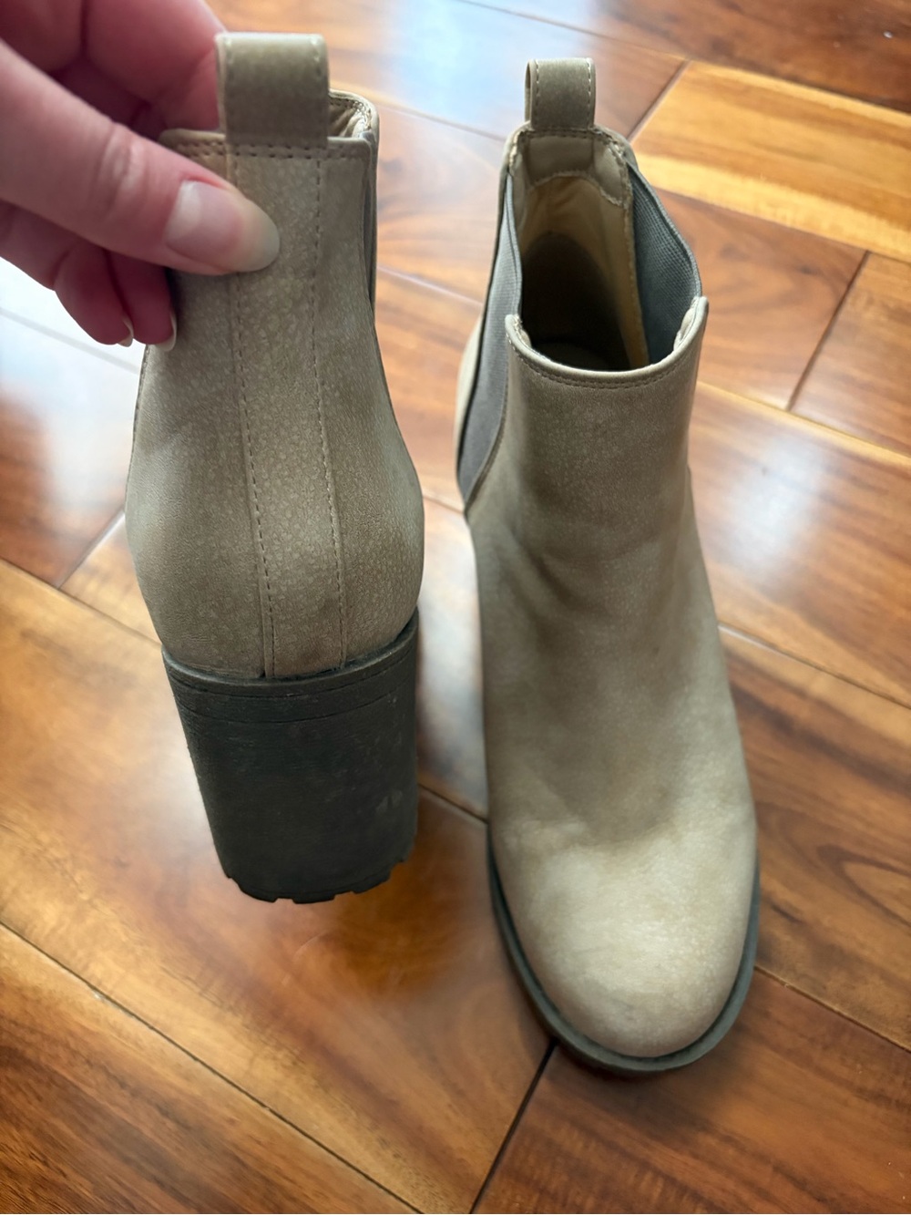 Dirty Laundry Taupe Faux Suede Chelsea Block Heel Boots - Picture 4 of 7